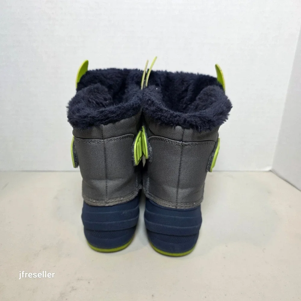 Cat & Jack Toddler Boys Monster Snow Boots Grey Navy Blue Toddler's Size 9
